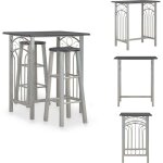 Ensemble de bar 3 pcs bois et acier noir - ensemble de bar - meuble de salle à manger - table de bar ... Ensemble de bar 3 pcs bois et acier noir - ensemble de bar - meuble de salle à manger - table de bar ...