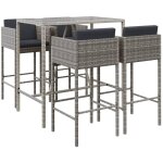 Ensemble de bar de jardin 5 pcs avec coussins gris poly rotin vidaxl