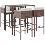 Vidaxl - ensemble de bar de jardin avec coussins 5 pcs marron poly rotin