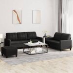 Ensemble de canaps 3 pcs avec coussins noir similicuir vidaxl