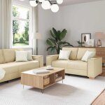 Vidaxl - ensemble de canaps 3 pcs crme 220 x 78 x 84 cm tissu
