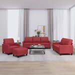 Vidaxl - ensemble de canaps 4 pcs et coussins rouge bordeaux similicuir