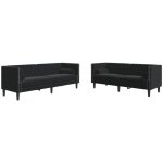 Vidaxl - ensemble de canap� chesterfield et traversins 2pcs noir velours