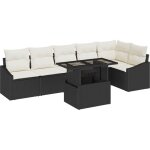Vidaxl - ensemble de canapé de jardin avec coussin 7 pcs noir et crème Vidaxl - ensemble de canapé de jardin avec coussin 7 pcs noir et crème