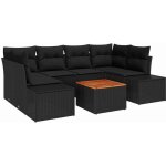 Vidaxl - ensemble de canapé de jardin avec coussin 7 pcs noir poly rotin Vidaxl - ensemble de canapé de jardin avec coussin 7 pcs noir poly rotin