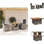 Ensemble  manger de jardin 3 pcs coussins gris rsine tresse - ensemble salon de jardin - meuble de ...