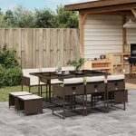Vidaxl - ensemble à manger de jardin et coussins 11 pcs marron rotin Vidaxl - ensemble à manger de jardin et coussins 11 pcs marron rotin