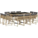 Vidaxl - ensemble � manger de jardin et coussins 11 pcs m�lange beige
