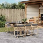 Vidaxl - ensemble à manger de jardin coussins 7 pcs mélange beige rotin Vidaxl - ensemble à manger de jardin coussins 7 pcs mélange beige rotin