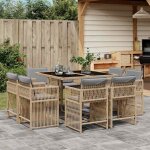 Vidaxl - ensemble � manger de jardin et coussins 9 pcs m�lange beige