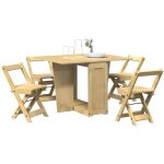 Vidaxl ensemble � manger papillon 5 pcs corona pliable cire marron pin