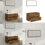 Vidaxl - ensemble de meubles de salle de bain 2 pcs ch�ne fum� - meuble de salle de bain - armoire de ...