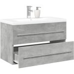 Vidaxl ? ensemble meuble de salle de bain 2 pcs ? armoire bois d'ing�nierie gris b�ton 80x38, 5x48 cm ...