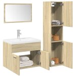 Vidaxl ? ensemble de meubles de salle de bain 3 pcs ? armoire de rangement ch�ne sonoma ? miroir avec ...