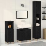Vidaxl - ensemble de mobilier de salle de bain avec stockage 3 pcs noir