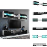 Vidaxl - ensemble mural pour tv 5 pcs avec lumières led noir brillant - meuble tv mural - rangement mural ... Vidaxl - ensemble mural pour tv 5 pcs avec lumières led noir brillant - meuble tv mural - rangement mural ...