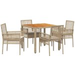 Vidaxl - ensemble de salle � manger pour jardin 5 pcs beige poly rotin