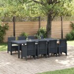 Vidaxl ? ensemble table et chaises de jardin 9 pcs ? rattan polt anthracite ? capacit� 10 personnes ? ...