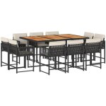 Vidaxl ? ensemble table et chaise de jardin 11 pcs ? r�sine tress�e noire ? coussins �pais ? table 165x106cm ...