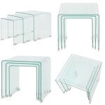 Vidaxl - ensemble de tables gigognes 3 pi�ces verre tremp� transparent - table basse - ensemble de tables ...