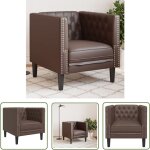 Vidaxl fauteuil chesterfield marron similicuir