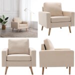 Fauteuil crme tissu - chaise longue - fauteuil confort - mobilier salon - meuble tendance - dcoration ...