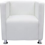 Fauteuil cube blanc simili cuir vidaxl