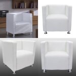 Vidaxl - fauteuil cube blanc simili cuir - chaise moderne - fauteuil lgant - chaise salle  manger ...
