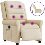 Vidaxl fauteuil inclinable de massage lectrique crme tissu