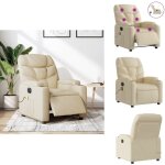 Fauteuil inclinable de massage électrique crème tissu - fauteuil inclinable - fauteuil massant - relaxation ... Fauteuil inclinable de massage électrique crème tissu - fauteuil inclinable - fauteuil massant - relaxation ...
