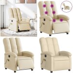 Vidaxl - fauteuil inclinable de massage �lectrique cr�me tissu - fauteuil relaxant - fauteuil massant ...
