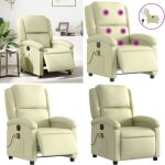 Vidaxl - fauteuil de massage inclinable électrique crème cuir véritable - fauteuil relaxant - fauteuil ... Vidaxl - fauteuil de massage inclinable électrique crème cuir véritable - fauteuil relaxant - fauteuil ...