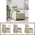Fauteuil de massage inclinable électrique crème similicuir - fauteuil inclinable - fauteuil massant - ... Fauteuil de massage inclinable électrique crème similicuir - fauteuil inclinable - fauteuil massant - ...