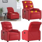 Vidaxl - fauteuil de massage inclinable rouge similicuir - fauteuil inclinable - fauteuil massant - chaise ...