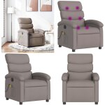 Vidaxl - fauteuil de massage inclinable taupe tissu - fauteuil inclinable - fauteuil massant - chaise ...
