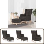 Fauteuil avec pieds  bascule et tabouret gris fonc tissu - fauteuil relaxant - fauteuil balanoire ...