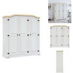 Vidaxl - garde - robe avec 3 portes gamme corona pin mexicain blanc - meuble de rangement - armoire - ...
