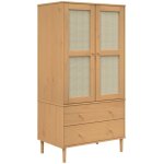 Garde - robe senja aspect rotin marron bois massif de pin vidaxl
