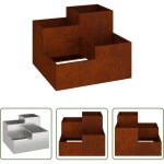 Vidaxl jardinier en acier - cache - pot de jardin rouill� 100 x 100 x 60 cm acier patin�