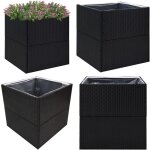 Vidaxl - jardinire noir 80x80x80 cm rsine tresse - jardiniereresine - jardiniere exterieur - pot plante ...