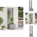 Vidaxl - jardinire avec treillis 43x43x142 cm pp gris pierre - jardinierre avec trellis - pot de fleurs ...
