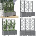 Vidaxl - jardini�re avec treillis gris clair 120x40x136 cm pp - jardinier - pot plante grimpante - pot ...