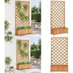 Vidaxl - jardinire avec treillis marron bois massif de sapin - jardinier - pot de fleurs - plante grimpante ...