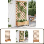 Vidaxl - jardinière avec treillis et roues marron bois massif de sapin - jardinierre exterieure - jardiniere ... Vidaxl - jardinière avec treillis et roues marron bois massif de sapin - jardinierre exterieure - jardiniere ...