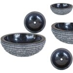 Vidaxl - lavabo marbre 40 cm noir - lavabo rond - lavabo en marbre - lavabo noir - meuble de salle de ...