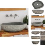 Vidaxl - lavabo en pierre de rivire ovale (45 - 53)x(34 - 41) cm - lave - mains oval - lavabo pierre ...
