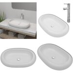 Vidaxl - lavabo de salle de bain avec mitigeur c�ramique ovale blanc - lavabo salle de bain - lavabo ...