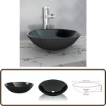 Vidaxl - lavabo verre tremp 42 cm noir - lavabo noir - lavabo design - lavabo salle de bain - lavabo ...