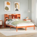 Lit biblioth�que sans matelas cire marron 140x200 cm pin massif vidaxl