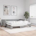 Vidaxl - lit de jour avec gigogne et matelas gris clair 90x200 cm tissu